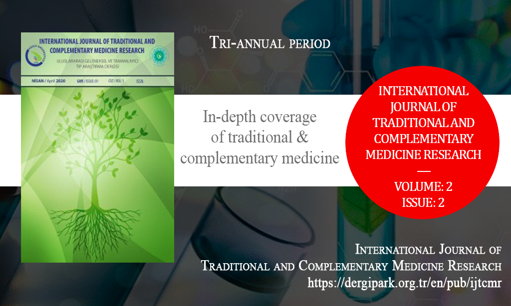 IJTCMR, Ağustos 2021 – Uluslararası Geleneksel ve Tamamlayıcı Tıp Araştırma Dergisi, Yıl: 2021, Cilt: 2, Sayı: 2, Yayın Tarihi: 16 Ağustos 2021